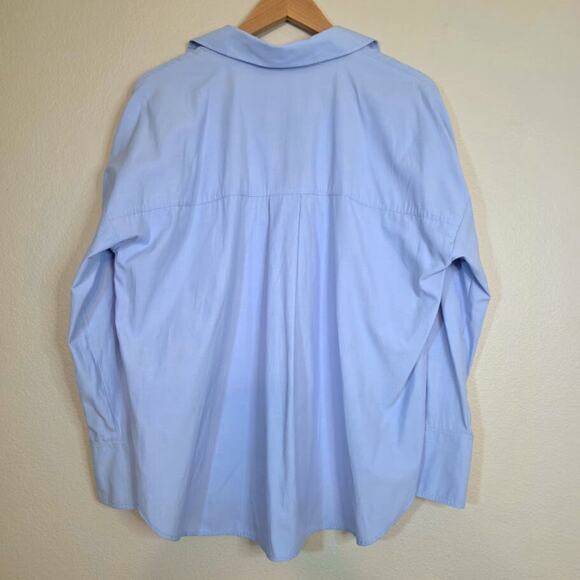 ZARA Oversized Poplin Shirt M Light Blue Cotton Minimalist Workwear - Picture 4 of 7